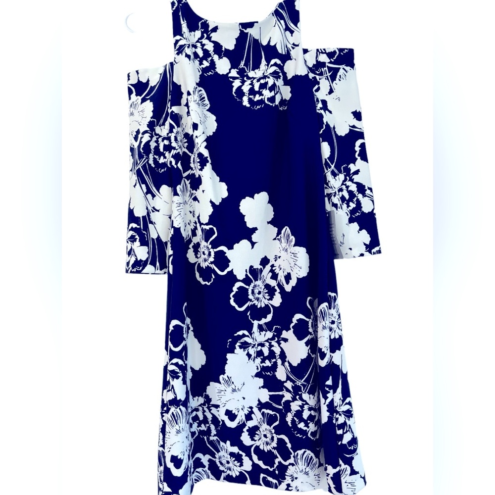 Eliza J cold- shoulder floral dress